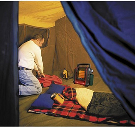 Mr Heater Draagbare Gaskachel MH9BDF - Gasverwarming met Gasfles - Gaskachel Camping - Ruimtes tot 26M2 - Geschikt voor Propaan 31 en Butaan/Propaan G30+31 Patronen - Zwart/Rood