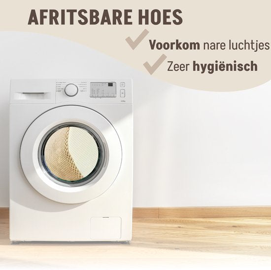 By Cee Cee – Hondentrap Kai – 40 x 57 x 40 cm – Voorzien Van Zelfherstellend Schuim En Anti-Slip Onderkant En Afritsbare Hoes – Voor Bank Of Bed – Bruin En Beige Textiel