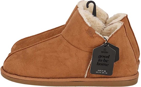 Apollo Dames Pantoffels Suede Cognac Sloffen - Maat 39/40