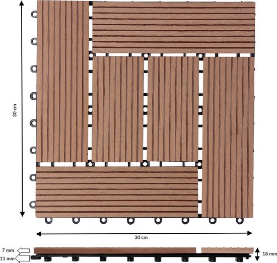 WPC Vlondertegels - Mozaïk Insteeksysteem 30x30cm - Terrakotta