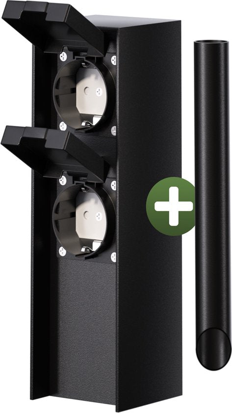 Monzana Stekkerdoos 2voudig - IP44 Metaal & Spike – Zwart