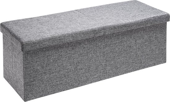 Casaria Zitbank met Opbergruimte - 115x40x40cm 131L Linnen Look – Donkergrijs