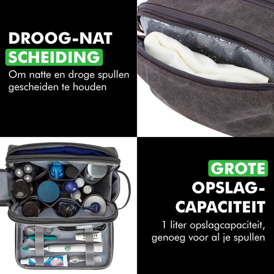 Travelhawk Toilettas -Unisex Toilettas - Toilettas Heren - Travel Organizer - Toilettas Dames - 1 Liter - Zwart