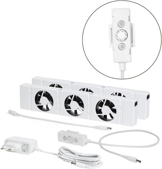 SpeedComfort Radiator Ventilator Duo Set – 2x Sneller Warm - Tot 22% energiebesparing - Simpel te plaatsen - Fluisterstil - Nederlands product - Energiezuinige Radiatorventilatoren - Wit