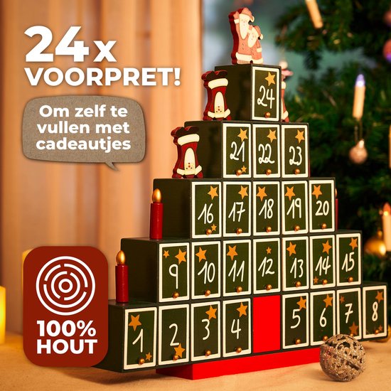 Spielwerk Herbruikbare Adventskalender – Zelf Vulbaar 24 Deurtjes