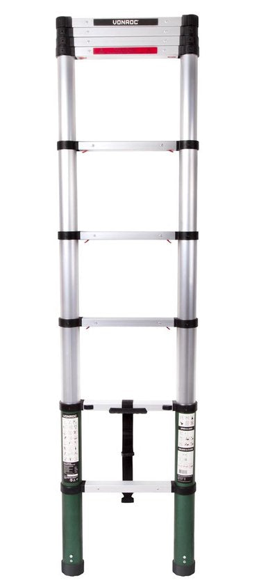 VONROC Professionele Telescopische Ladder – 2.6m – Soft-Close – Veilig, Compact & Stabiel – Aluminium – 150 kg