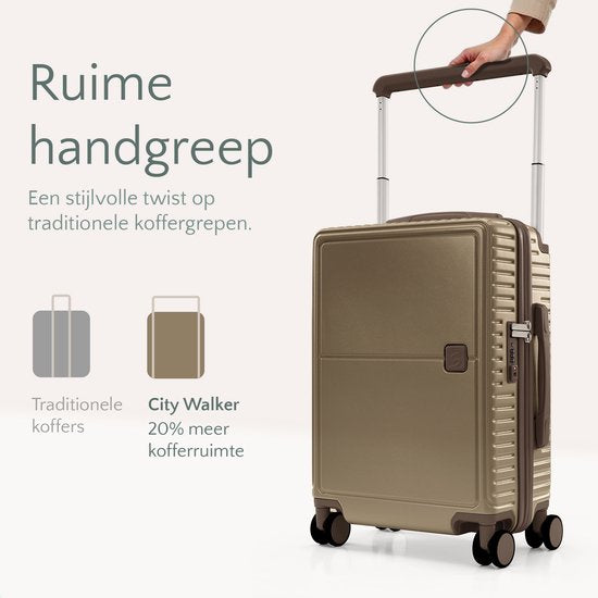 SC City Walker – 3-delige Kofferset | Lichtgewicht & Duurzaam | 20, 24 & 28 Inch | 360° Spinner Wielen | TSA-slot | Inclusief Beschermhoezen – Champagne