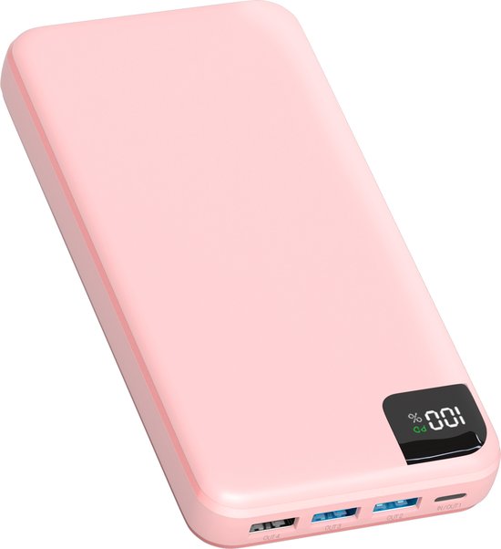 Strex Powerbank Roze - 27.000 mAh - 22.5W Snellader - USB-A/USB-C - LED Indicatie - Universele Powerbank geschikt voor o.a. iOS/Android