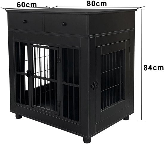 Hondenhok meubel voor woonkamer - hondenbench - bench voor kleine en middelgrote honden - 80 cm x 60 cm x 84 cm