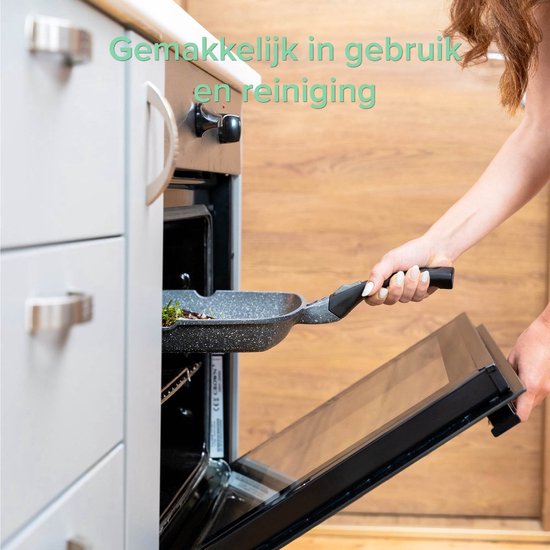 Coninx Grillpan Inductie 28cm - Steakpan Vleespan - Grill Pan met Afneembare Handgreep - PFAS-vrij - Geschikt voor alle Warmtebronnen - Bakpan Inductie - 28x28 CM - Extra Dikke Bodem - Vaderdag Cadeau