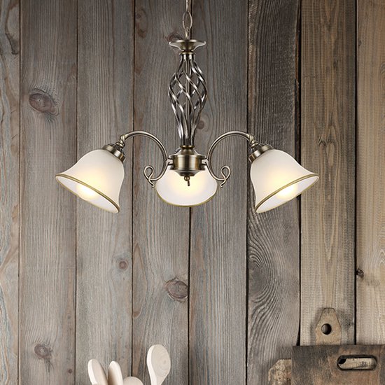 Kroonluchter Globo Odin LED - Klassiek - Messing met mat glas 2