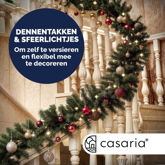 Casaria Kerstguirlande - 5m 100 LED´s-Dennennaalden Groen – Warm wit