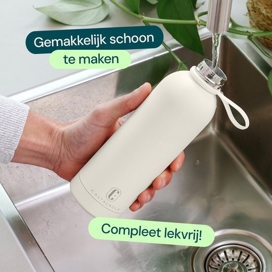 Castagnola Waterfles - RVS Drinkfles 500 ML - Stalen Thermosfles - Drinkflessen voor Volwassenen - Dubbelwandig - Offwhite