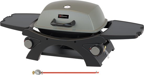 KitchenBrothers Gasbarbecue – Tafelmodel & 2 Hittezones – 10.000 BTU – 48 x 37 x 38 cm – Zwart