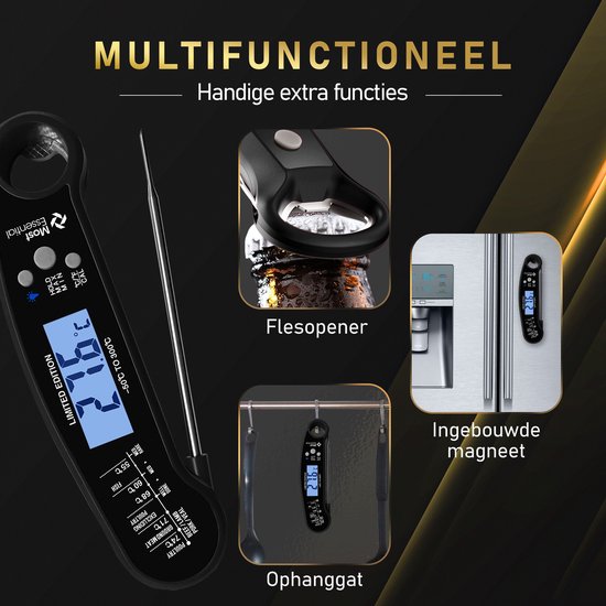 MostEssential Premium Vleesthermometer - BBQ Thermometer - Zwart