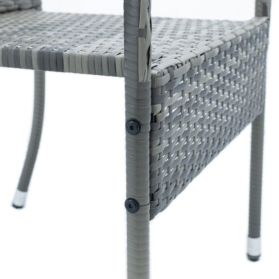 Juskys - Set Van 4 Tuinstoelen - Polyrotan - Grijs - Buitenstoelen - Stapelbaar - Verstelbare Pootjes - Max 160 Kg