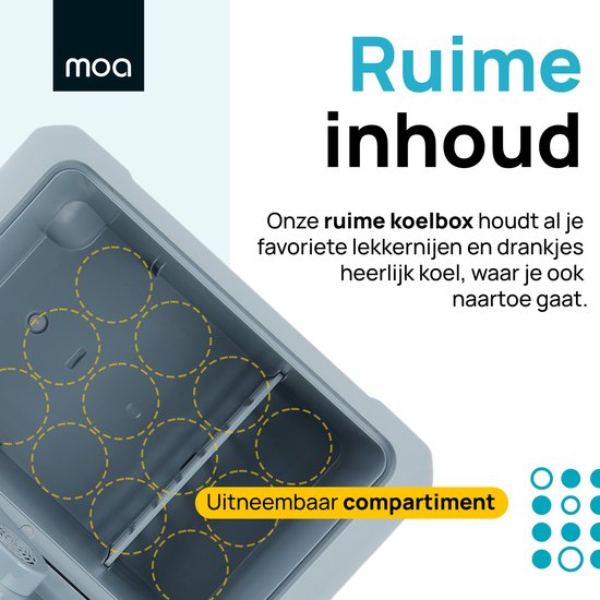 MOA Koelbox Elektrisch 12v 230 volt - Coolbox 40L - Frigobox - Auto en Camping - Grijs