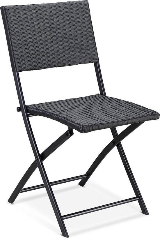 Casaria Polyrattan Klapstoel – 2 Stuks Weerbestendig – Zwart