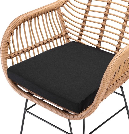 Casaria Poly Rieten Stoelen – 2 Stuks – Naturel – Comfortabel - Weerbestendig