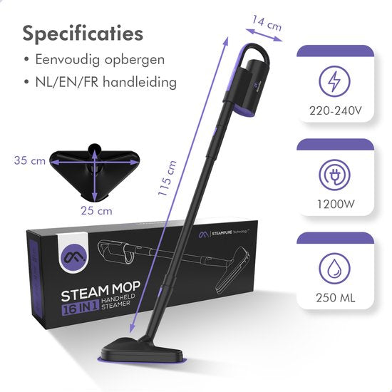 Motionflow 16-in-1 Stoomreiniger - Handstomer - Vlekkenreiniger - Diepte reiniging voor vloer, bank, badkamer en tapijt - tapijtreiniger