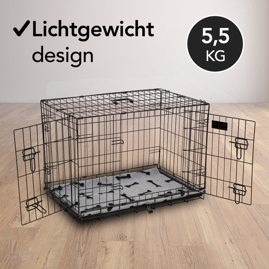 Brixy Hondenbench - Bench Voor Honden - Maat M - Opvouwbaar - 76 x 47 x 54 CM - 2 Deuren - Zwart