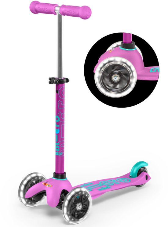 Micro kinderstep Mini Micro Deluxe LED lavendel - verstelbaar stuur.
