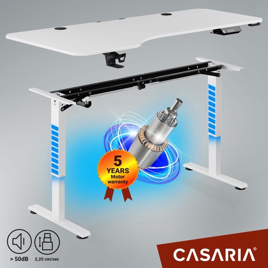 Casaria Zit Sta Bureau – Hoogte Verstelbaar Elektrisch - 160x75cm Wit