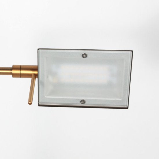 Vloerlamp GlowGo 4603BR - Bronzen klassieke vloerlamp van Mexlite met geïntegreerde accu, verstelbare arm en dimmer, hoogte 125 cm