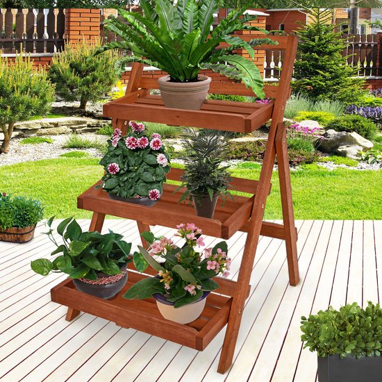 Casaria Plantenrek - FSC®-Gecertificeerd Acaciahout - 79x59x56cm Bruin