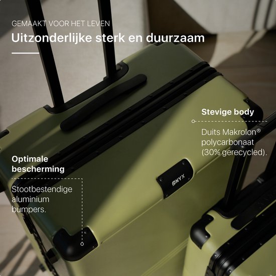 ONYX Hybrid Pro Handbagage Koffer 35 Liter - Gerecycled Polycarbonaat en Ritsloos Design - Reiskoffer met TSA slot en Spinner wielen - Lichtgewicht Trolley - Olive Green