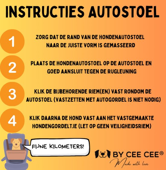 By Cee Cee Luxe Hondenmand Auto – Autostoel Hond – Zacht en Stijlvol - Hondenstoel - Met veiligheidsriempje - Donkergrijs Autozit