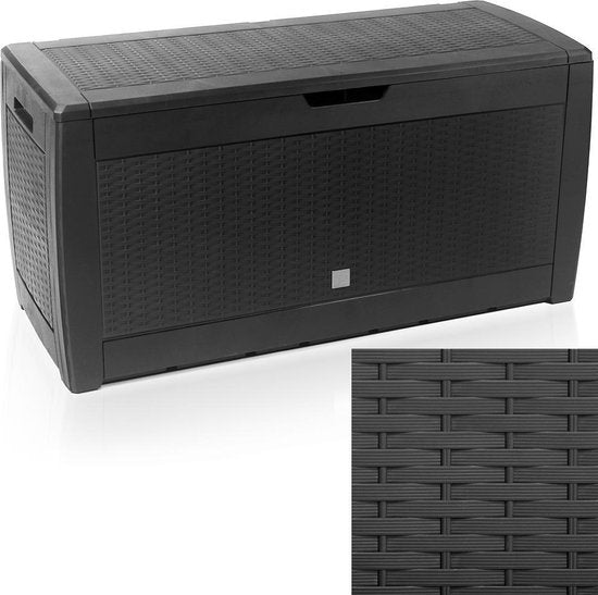 Opbergbox 310L UV-Bestendig Weerbestendig Wielen Tuinbox Rotan-look Antraciet