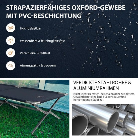 Coast Veldbed - Opvouwbaar - inclusief Draagtas - tot 150 kg Belastbaar - 214,5 x 42 x 49,5 cm - Blauw