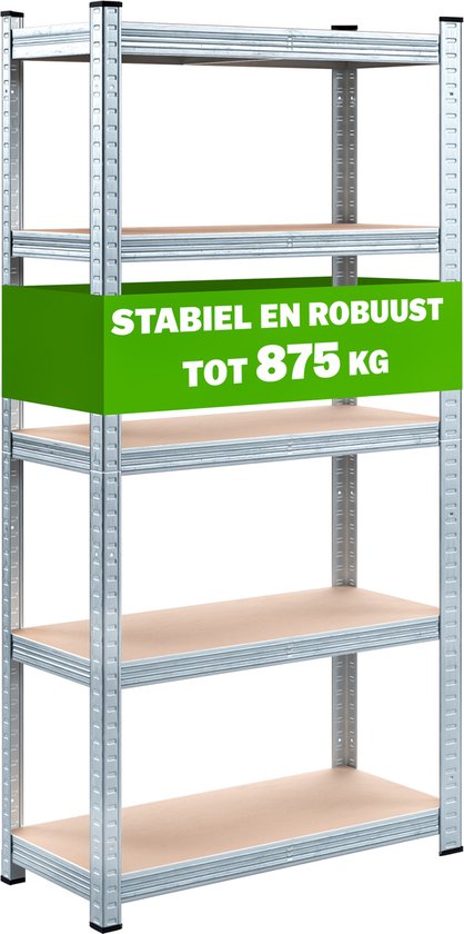Monzana Stellingkast Metaal - incl. 5 MDF planken - tot 875kg Zilver