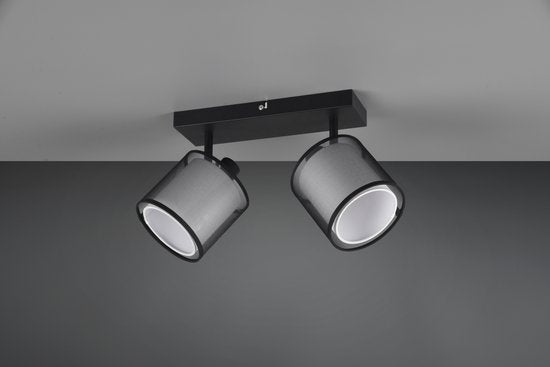 Trio leuchten - LED Plafondspot - Plafondverlichting - E14 Fitting - 2-lichts - Rechthoek - Zwart - Aluminium