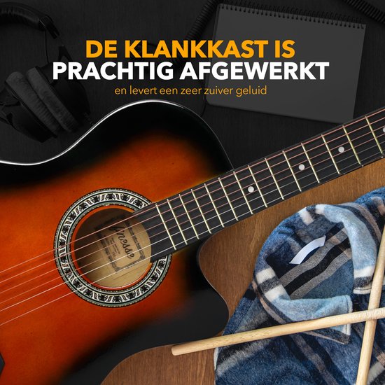 Finesse Akoestische Gitaar - met Videocursus - Western Gitaar - Gitaar Kind & Volwassenen - Sunburst
