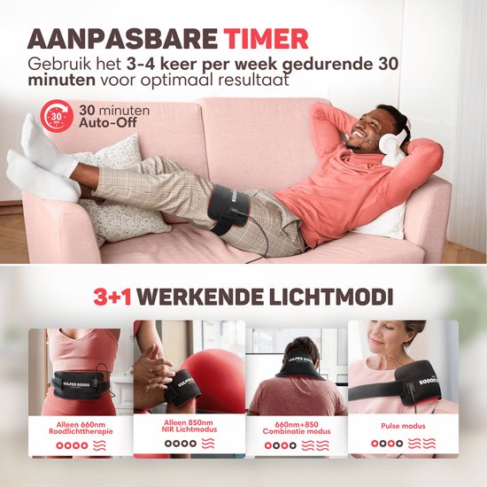 Vulpes Goods® BodyCare - Draagbare Infrarood Rugband - Infraroodband - Infraroodtherapie - Infraroodlamp - Roodlicht therapie - Warmteband - Red Licht Therapy - Onderrug, Schouders, Nek, Benen - PRO