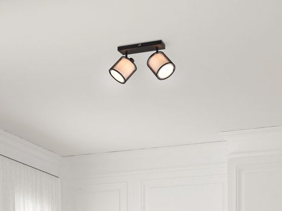 Trio leuchten - LED Plafondspot - Plafondverlichting - E14 Fitting - 2-lichts - Rechthoek - Zwart - Aluminium