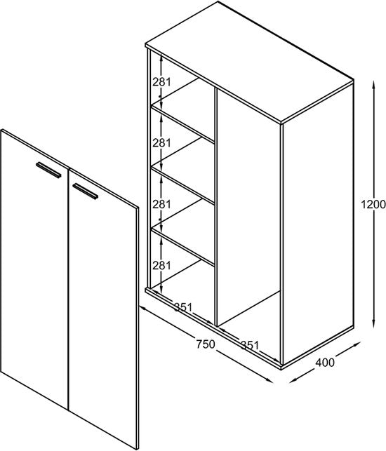 VDD - Kledingkast kinderkamer - Legplanken en hanggedeelte - 120 cm hoog - Zwart met hanggedeelte