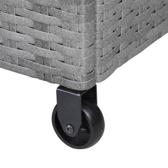 Casaria Opbergkist – 420L – 122x56x61 cm – Waterdicht & Weerbestendig – Met Wielen en Gasdrukveren – Polyrattan – Grijs