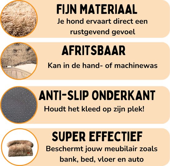 By Cee Cee Origineel Hondendeken Bank – Hondenkleed Bank - Hondenmand - Premium - Volledig Afritsbaar - Fluffy Mokka - Maat M – 90x90