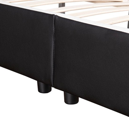 Gestoffeerd bed Sevilla - 140 x 200 cm - Zwart - LED Verlichting