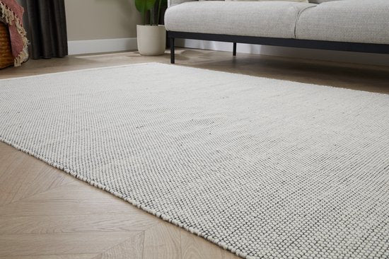Lifa Living Vloerkleed – Wol & Katoen – Geweven – 160x230 cm – Scandinavisch Design – Zwart/Wit