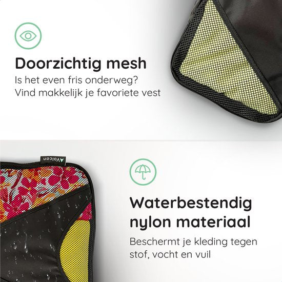 Volcan Packing Cubes - Koffer Organizer Set - 3 Delige Set - Voor Backpack & Koffer - Zwart
