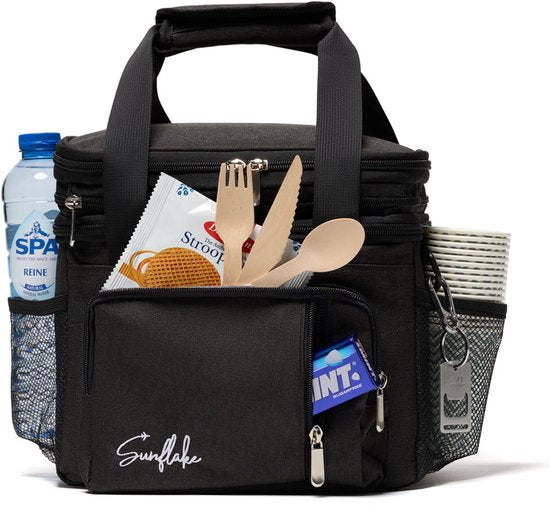 Koeltas Lunch - Koeltasje Klein - 15 Liter Lunchtas Volwassen - Lunch Bag voor Dames & Heren - Zwart - Sunflake