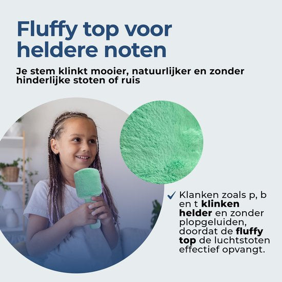 Denver Karaoke Microfoon Bluetooth – Draadloos – Speaker met Fluffy Afwerking – Karaoke Set – AUX - MicroSD – KMS30GN