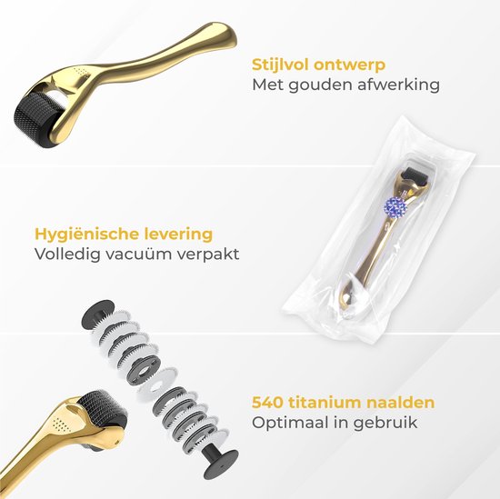Nuvance - Dermaroller - 540 Micro Naalden van 0.5mm - Incl. eBook - Derma Roller voor Huidverzorging - Baardroller voor Haargroei - Steriel Verpakt