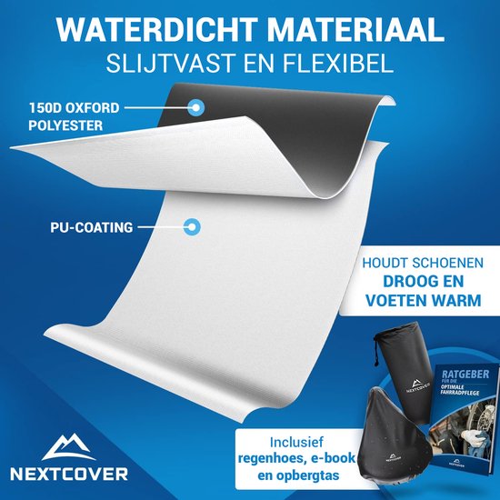 Nextcover® Overschoenen Waterdicht | 100% Waterdichte Regenschoenen Fiets | Reflecterende Schoenovertrek Herbruikbaar| Regenhoezen voor Schoenen | Overschoenen | Schoenbescherming | Fietsoverschoenen