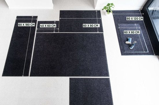 Deurmatten Set 2 stuks Studio M - NEO - Droogloopmat binnen grijs - 60x90 cm - Antislip Deurmat Antraciet - Voordeelpakket Deurmatten