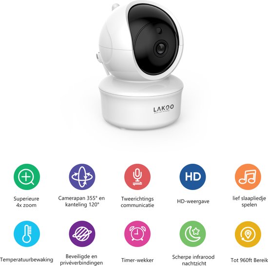LAKOO babyfoon zonder monitor en zonder app - uitbreidingscamera op de Pro5 set